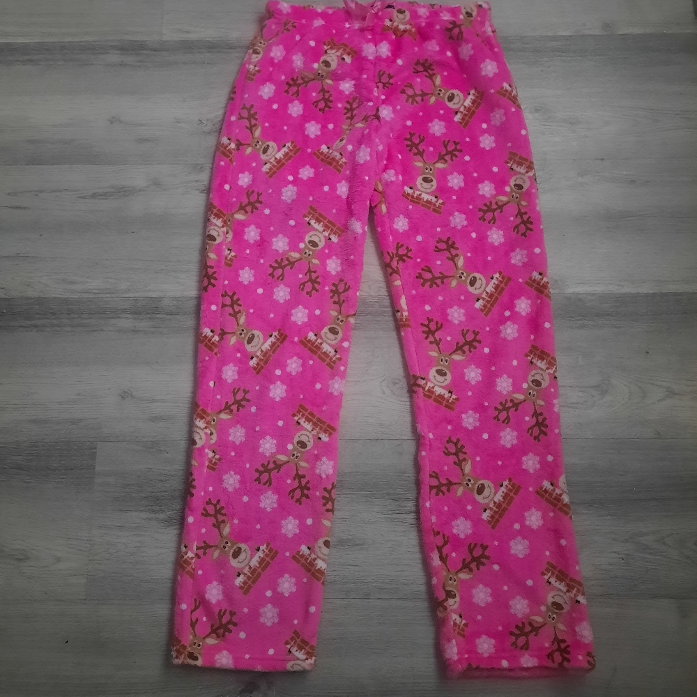 Bright Pink Reindeer Pajama Pants